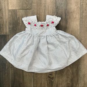 Baby Girl Polka Dot White/Black Short Dress